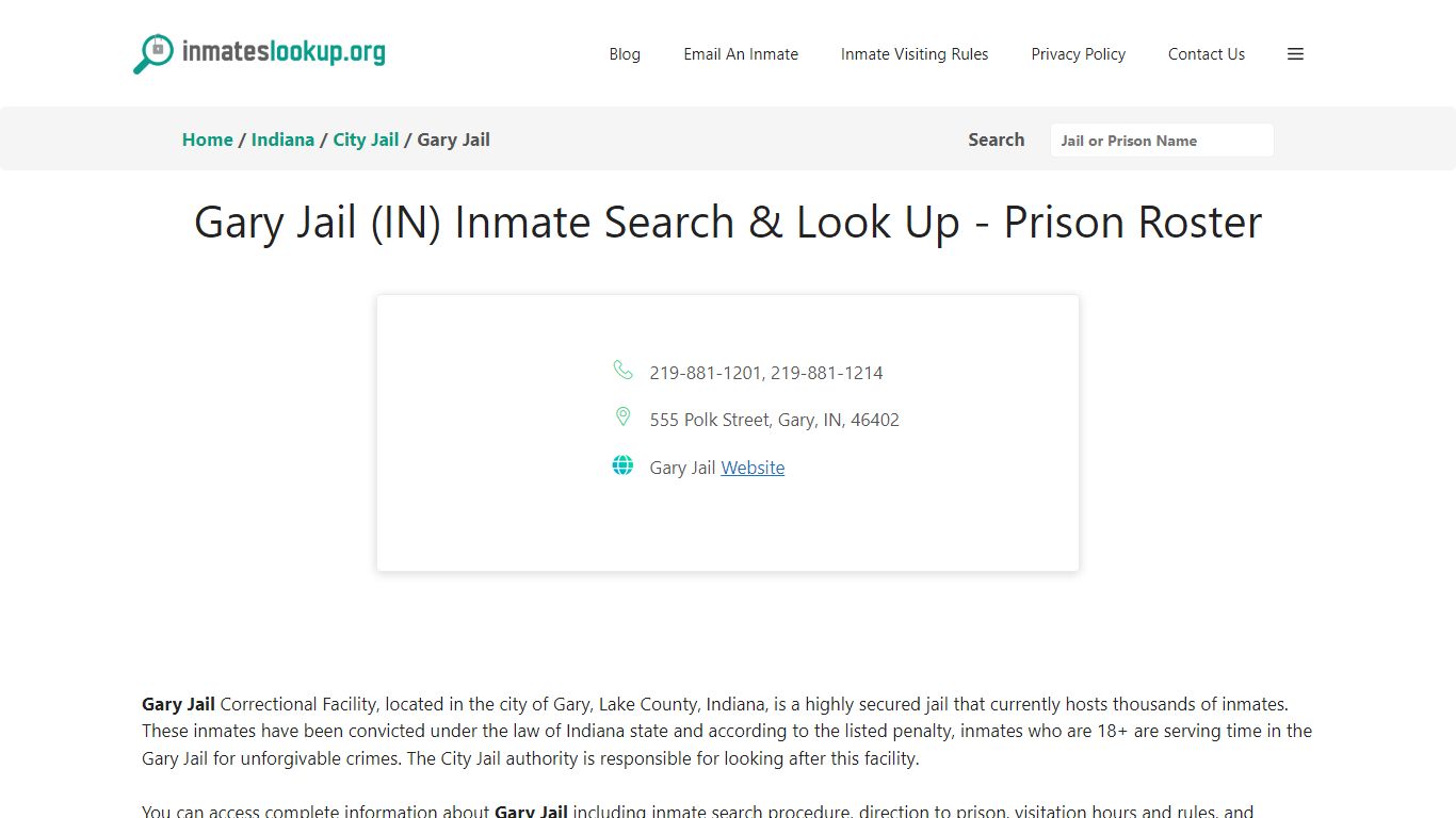 Gary Jail (IN) Inmate Search & Look Up - Prison Roster